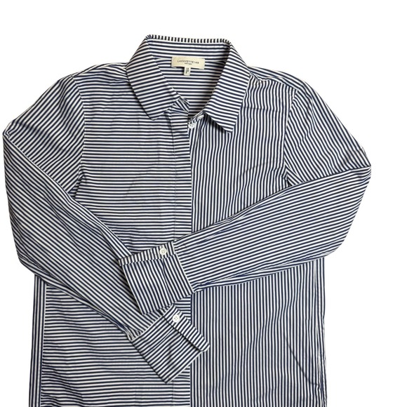 Lafayette 148 Womens Shirt XXS‎ Button Down Long Sleeve Striped Blue Tailored - Picture 6 of 9